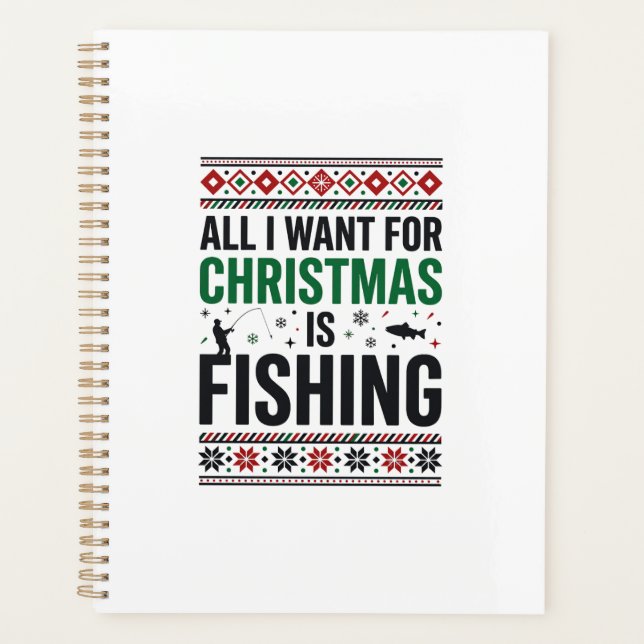 Christmas Fishing Ugly Sweater Design Planner (Front)
