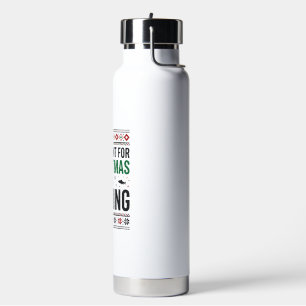 Christmas Fishing Ugly Sweater Design Water Bottle