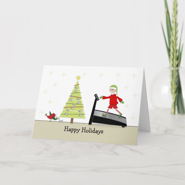 Christmas Fitness Greeting Card-Happy Holidays Holiday Card (Front)