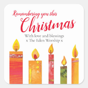 Christmas five candles worship cut out paper art square sticker