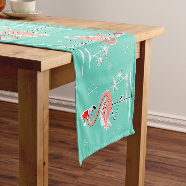 Christmas Flamingo 14 x 72 table runner (In Situ)