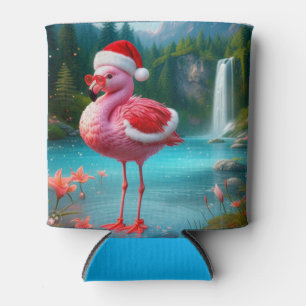 Christmas Flamingo As Santa Claus-47475 Can Cooler