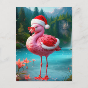 Christmas Flamingo As Santa Claus-47475 Holiday Postcard