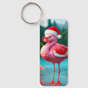 Christmas Flamingo As Santa Claus-47475 Key Ring