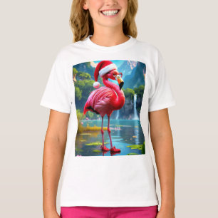Christmas Flamingo As Santa Claus-47476 Clock T-Shirt