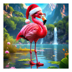Christmas Flamingo As Santa Claus-47476 Photo Print