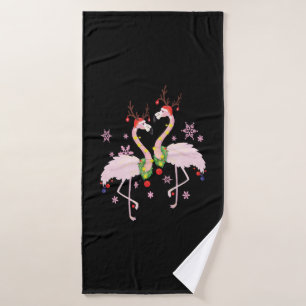 Christmas Flamingo   Bath Towel