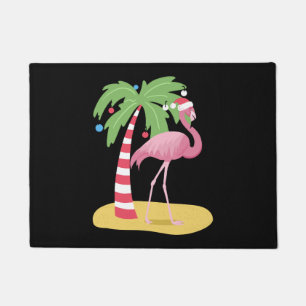 Christmas Flamingo Beach Doormat