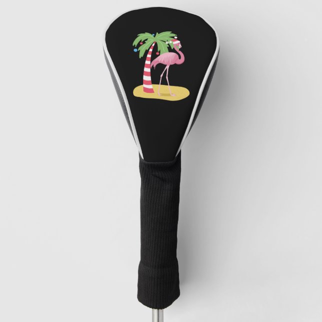 Christmas Flamingo Beach Golf Head Cover (Front)