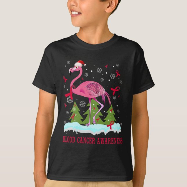 Christmas flamingo blood cancer awareness gift.png T-Shirt (Front)