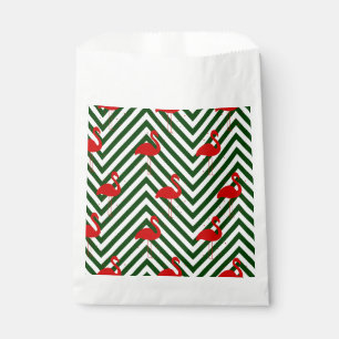 christmas flamingo chevron green favour bags