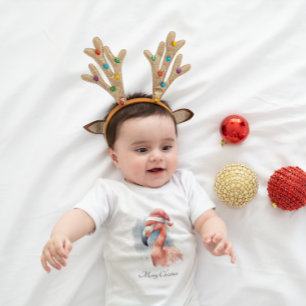 Christmas Flamingo, customisable Baby Bodysuit