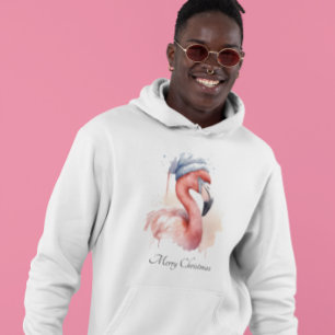 Christmas Flamingo, customisable Hoodie