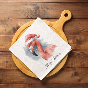 Christmas Flamingo, customisable Napkin