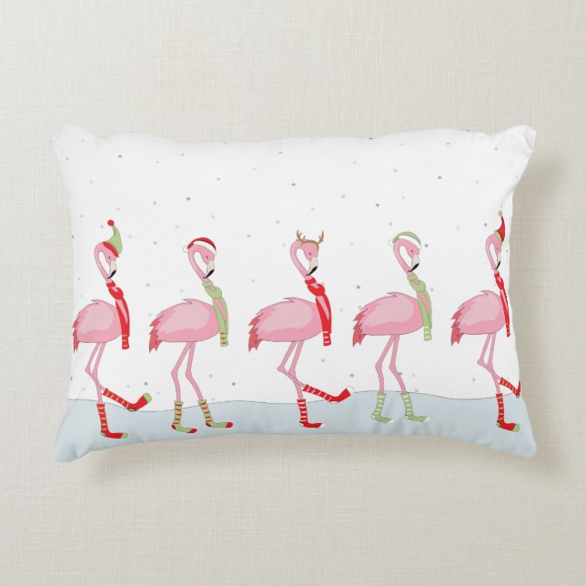 Christmas flamingo decorative cushion (Front)
