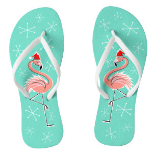 Christmas Flamingo flip flops