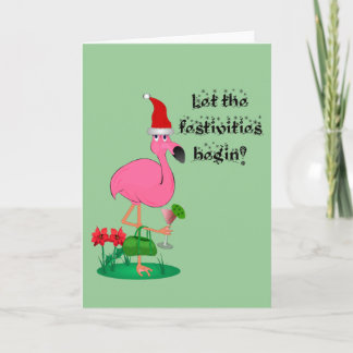Christmas Flamingo Greeting Card