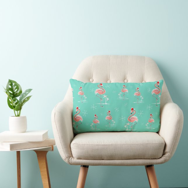 Christmas Flamingo Group lumbar pillow (Chair)