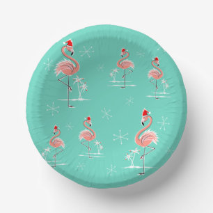 Christmas Flamingo Group Paper Plate
