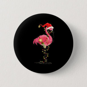 Christmas Flamingo In Martini Gl For Trocal Holida 6 Cm Round Badge