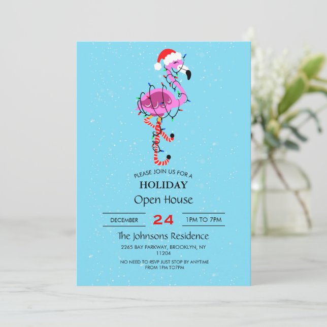 Christmas Flamingo Invitation (Standing Front)