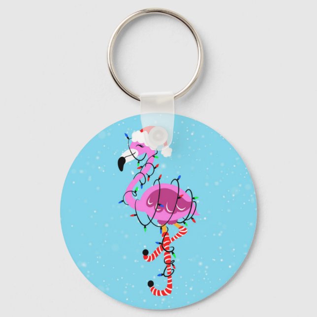 Christmas Flamingo Key Ring (Front)