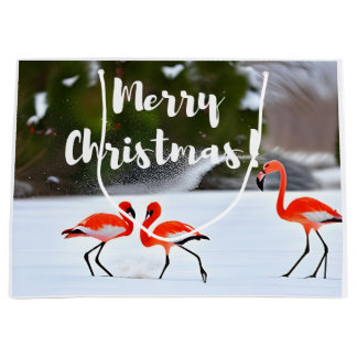 Christmas Flamingo Large Gift Bag