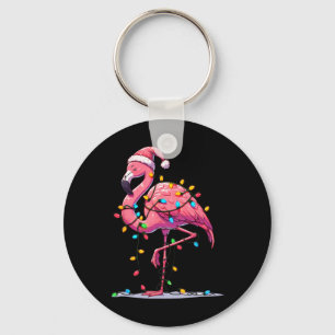 Christmas Flamingo Lover Santa Xmas Women Men Kids Key Ring