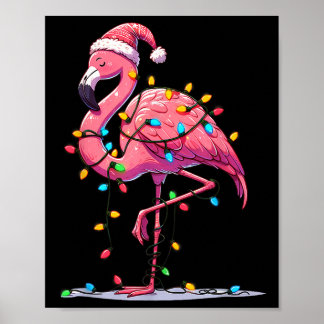 Christmas Flamingo Lover Santa Xmas Women Men Kids Poster