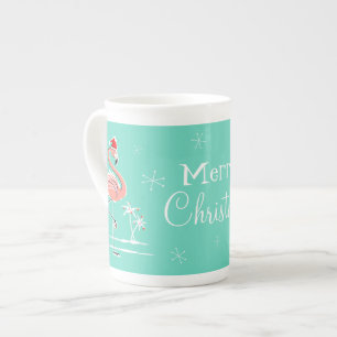 Christmas Flamingo Merry Christmas bone china mug