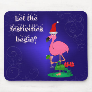christmas Flamingo Mouse Pad