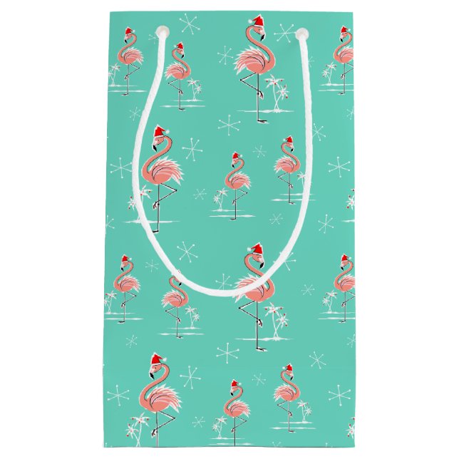 Christmas Flamingo Multi small gift bag (Front)