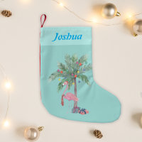 Christmas Flamingo Name Small Christmas Stocking