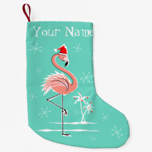 Christmas Flamingo Name stocking two sided