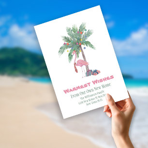 Christmas Flamingo New Home Warmest Wishes  Holiday Card