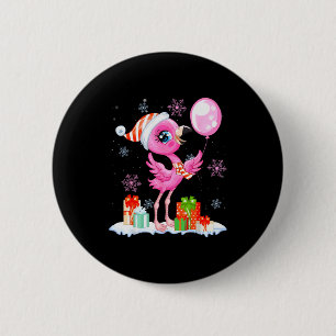 Christmas Flamingo Pajama Matching Santa Hat Xmas  6 Cm Round Badge