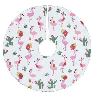 Christmas Flamingo Party Holidays Brushed Polyester Tree Skirt