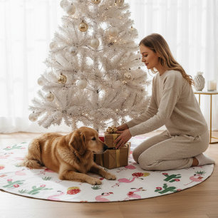 Christmas Flamingo Party   Holidays Brushed Polyester Tree Skirt