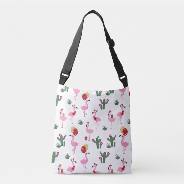 Christmas Flamingo Party | Holidays Crossbody Bag (Front)