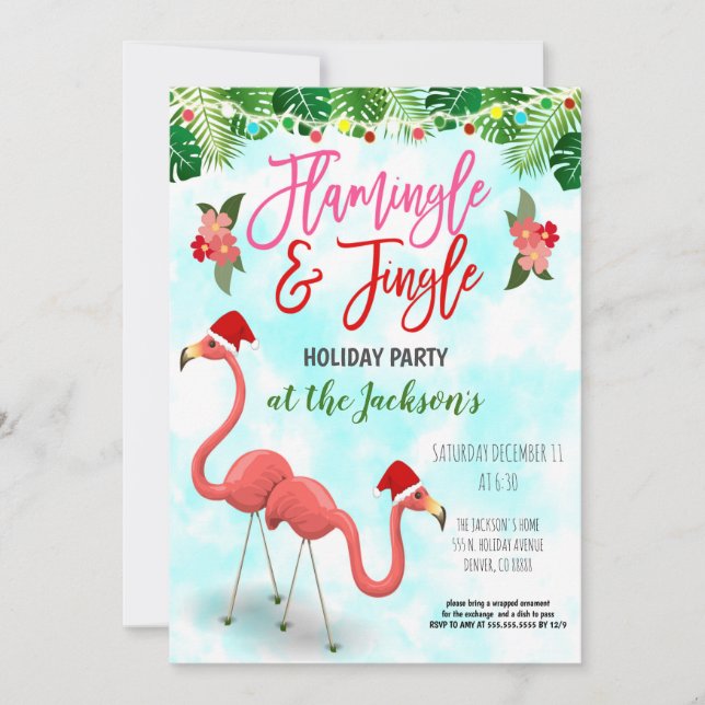 Christmas Flamingo Party Invitation (Front)