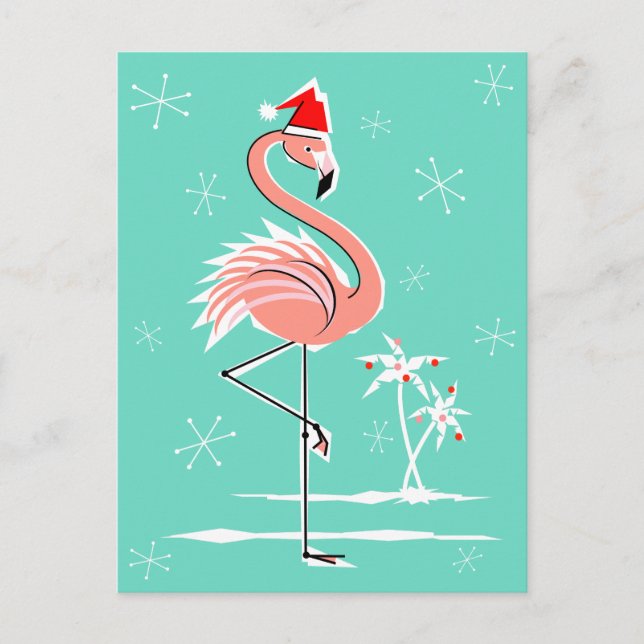 Christmas Flamingo postcard (Front)