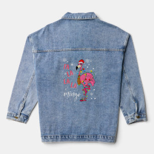 Christmas Flamingo Santa Hat Xmas Lights Flamingo Denim Jacket