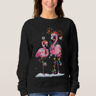 Christmas Flamingo Santa Hat Xmas Lights Flamingo Sweatshirt