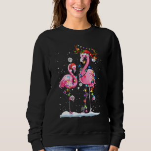 Christmas Flamingo Santa Hat Xmas Lights Flamingo Sweatshirt