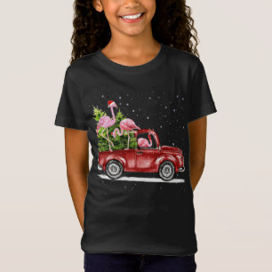 Christmas Flamingo Santa Reindeer Red Truck Xmas P T-Shirt
