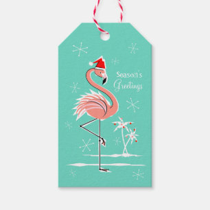 Christmas Flamingo Season's Greetings gift tags