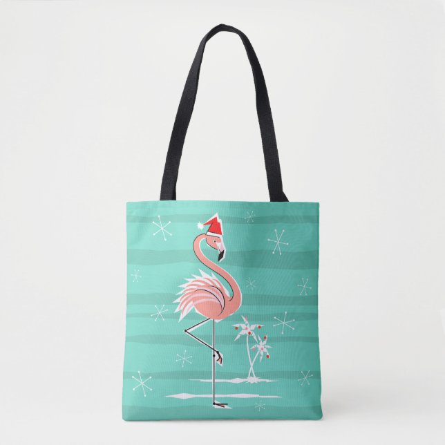 Christmas Flamingo Stripe all over tote Bag (Front)