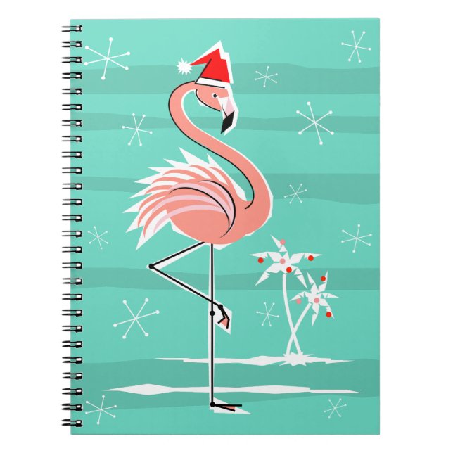 Christmas Flamingo Stripe notebook (Front)