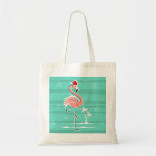 Christmas Flamingo Stripe tote bag