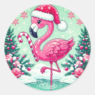 Christmas Flamingo Sublimation Clipart-10424 Classic Round Sticker